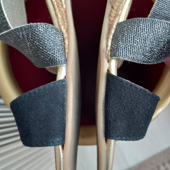 Gaimo Nover Black Suede Metallic Elastic X Band Low Wedge Espadrilles 38 / 7-7.5 - Picture 8 of 16